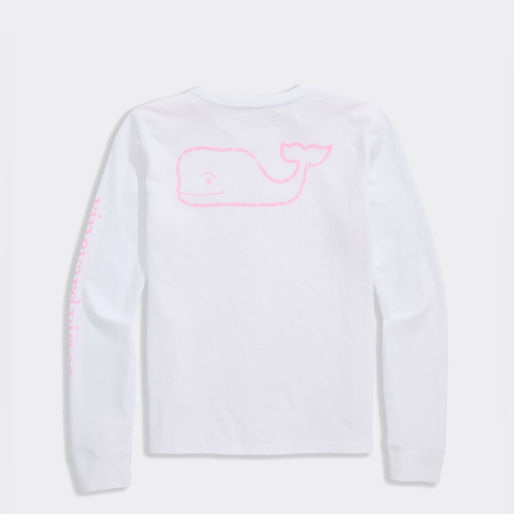 Vineyard Vines Girls' Vintage Whale Long-Sleeve Pocket Tee